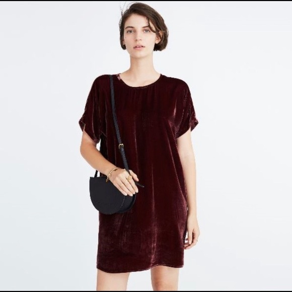 Madewell Dresses & Skirts - Madewell Velvet Shift Dress Burgundy NWT